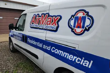 AirMax Heating and Cooling service vehicle equipped for AC maintenance